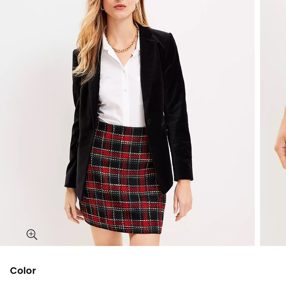 NWT Loft Holiday Plaid Textured Tweed Shift Skirt